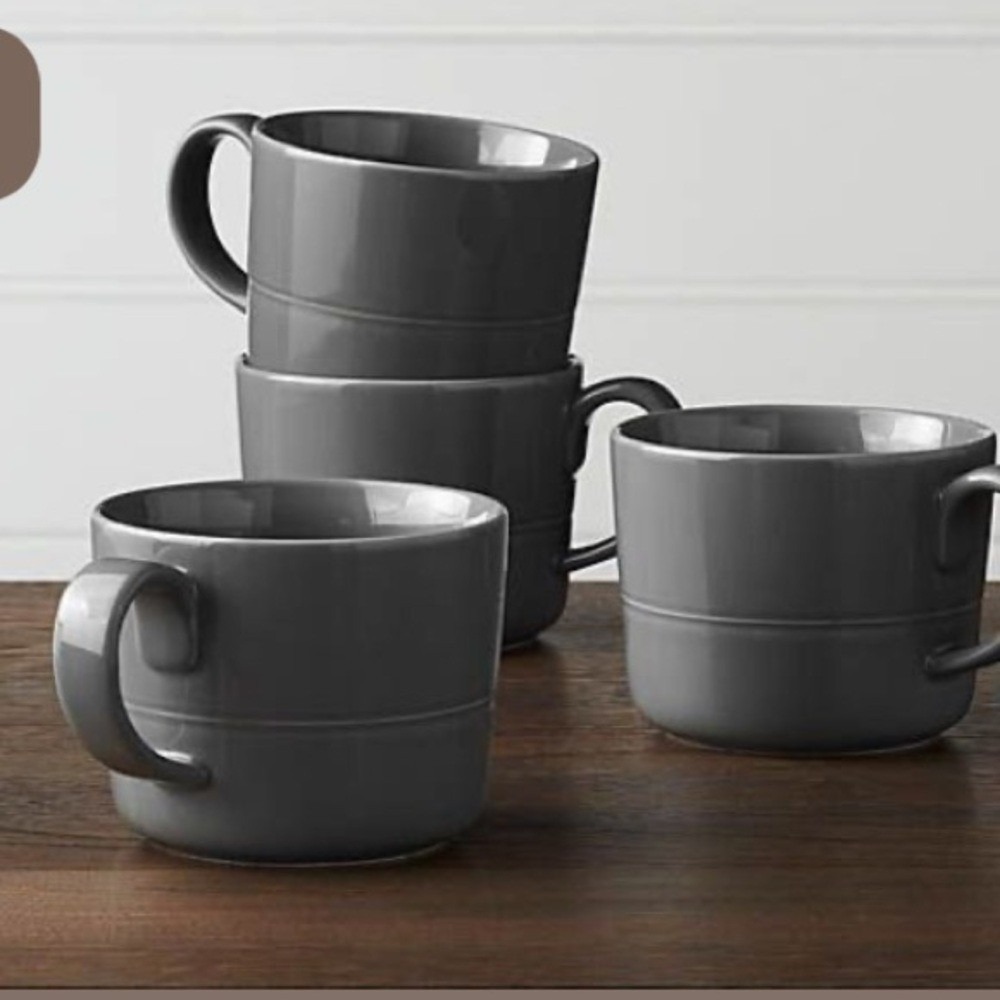 Crate & barrel Aaron Probyn‎ set of 4 mugs gray ceramic